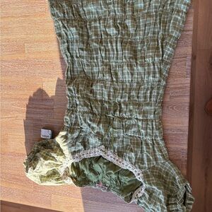 Green Plaid Mini Dress